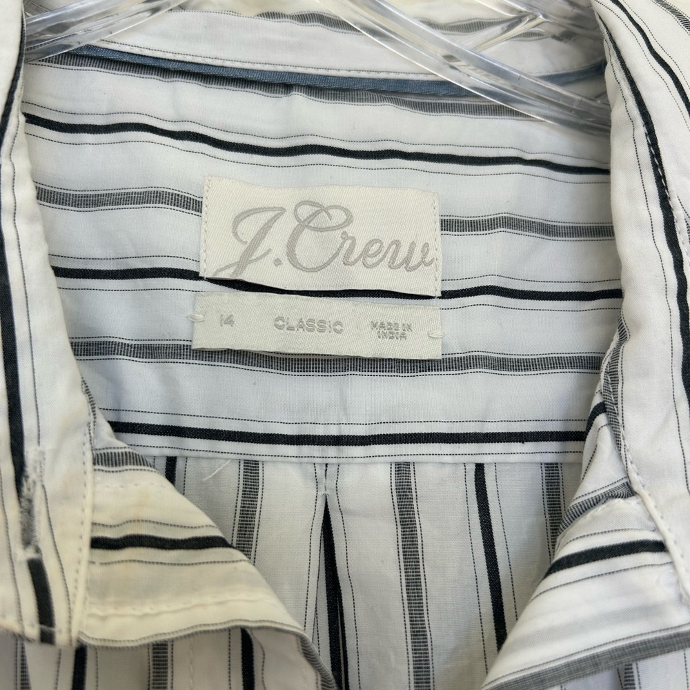 J Crew Cotton Poplin Tie Waist Striped Midi Dress - Picture 4 of 6